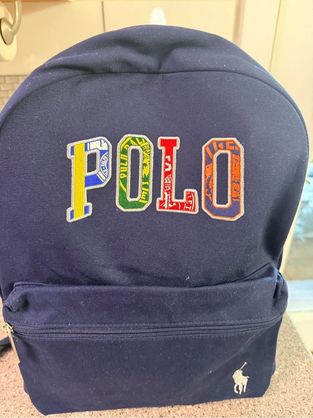 Polo by Ralph Lauren Navy Canvas Backpack with Multicolor POLO Patch
